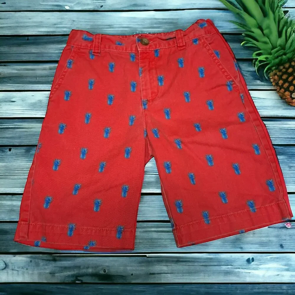 5/$35‎   The Children's Place Boys Shorts Sz 6 Red Blue Pineapples Faded Preppy